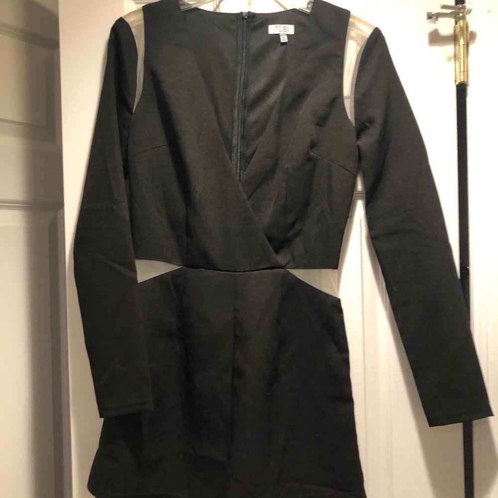 TOBI Black Romper with clear geometric panels